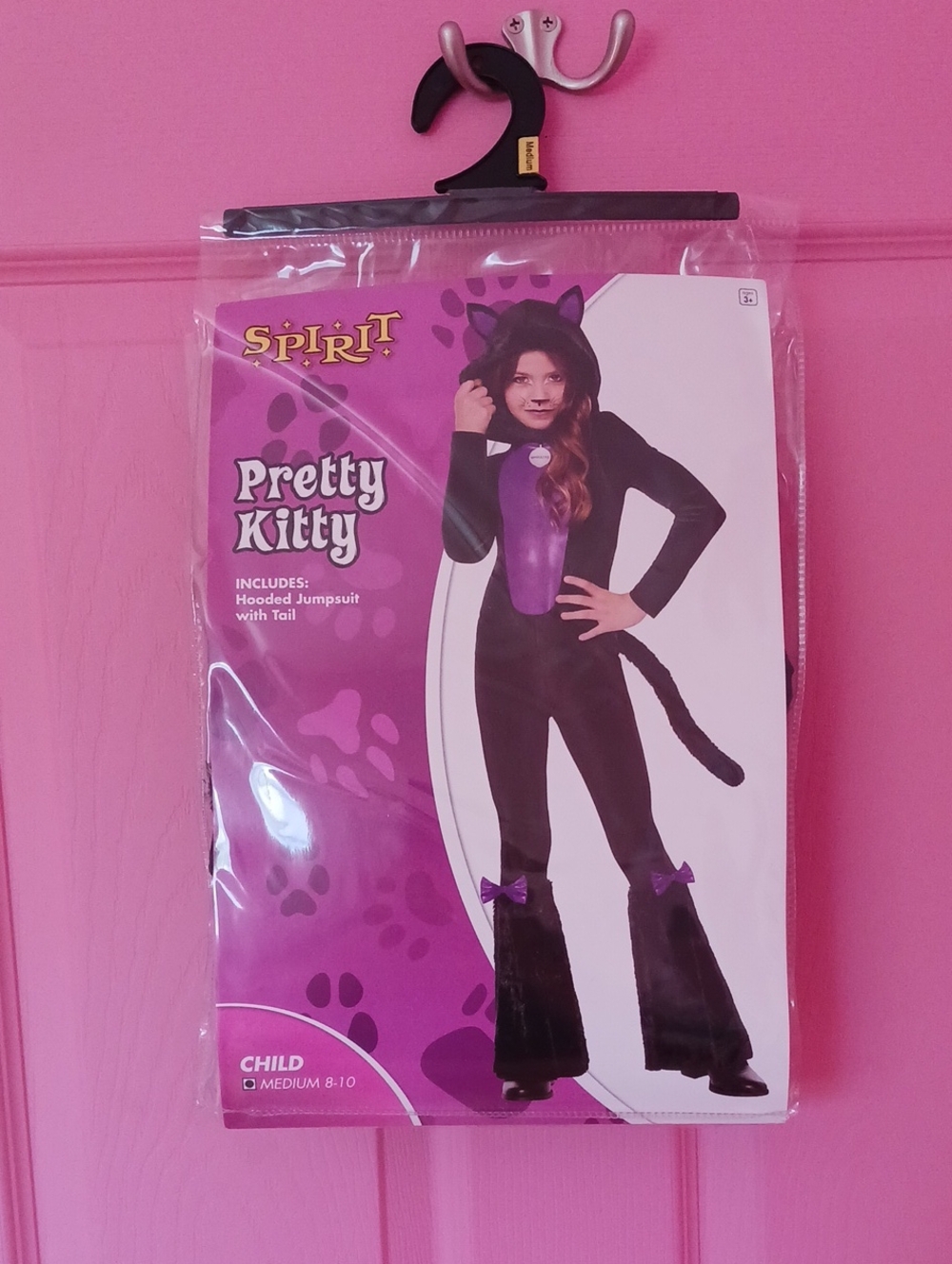 Spirit Pretty Kitty Kids Costume - Black & Purple Hooded Jumpsuit